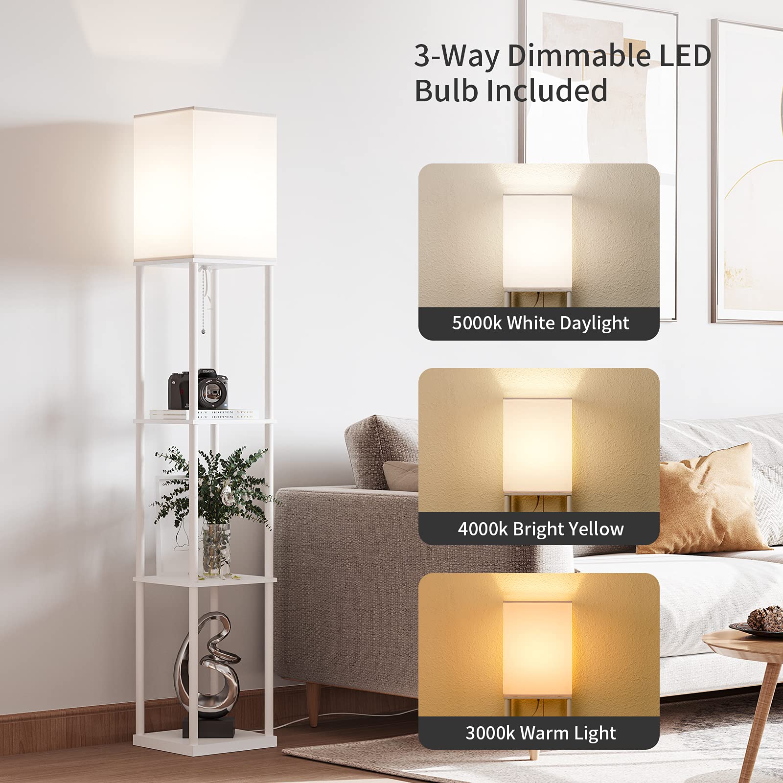 Square Standing Lamp with Shelves - From Where - 