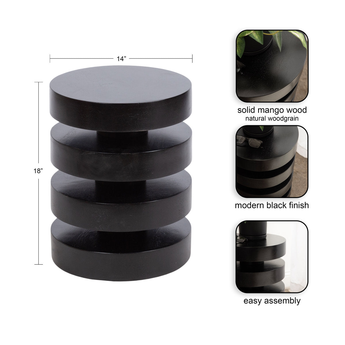 Stacked Solid Wood End Table - From Where - 