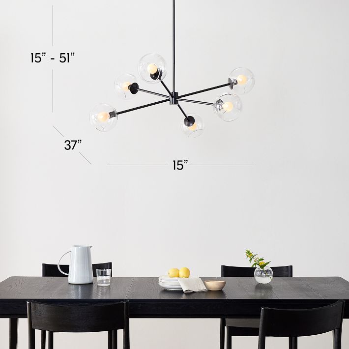 Staggered Glass 6 - Light Chandelier (37") - From Where - 
