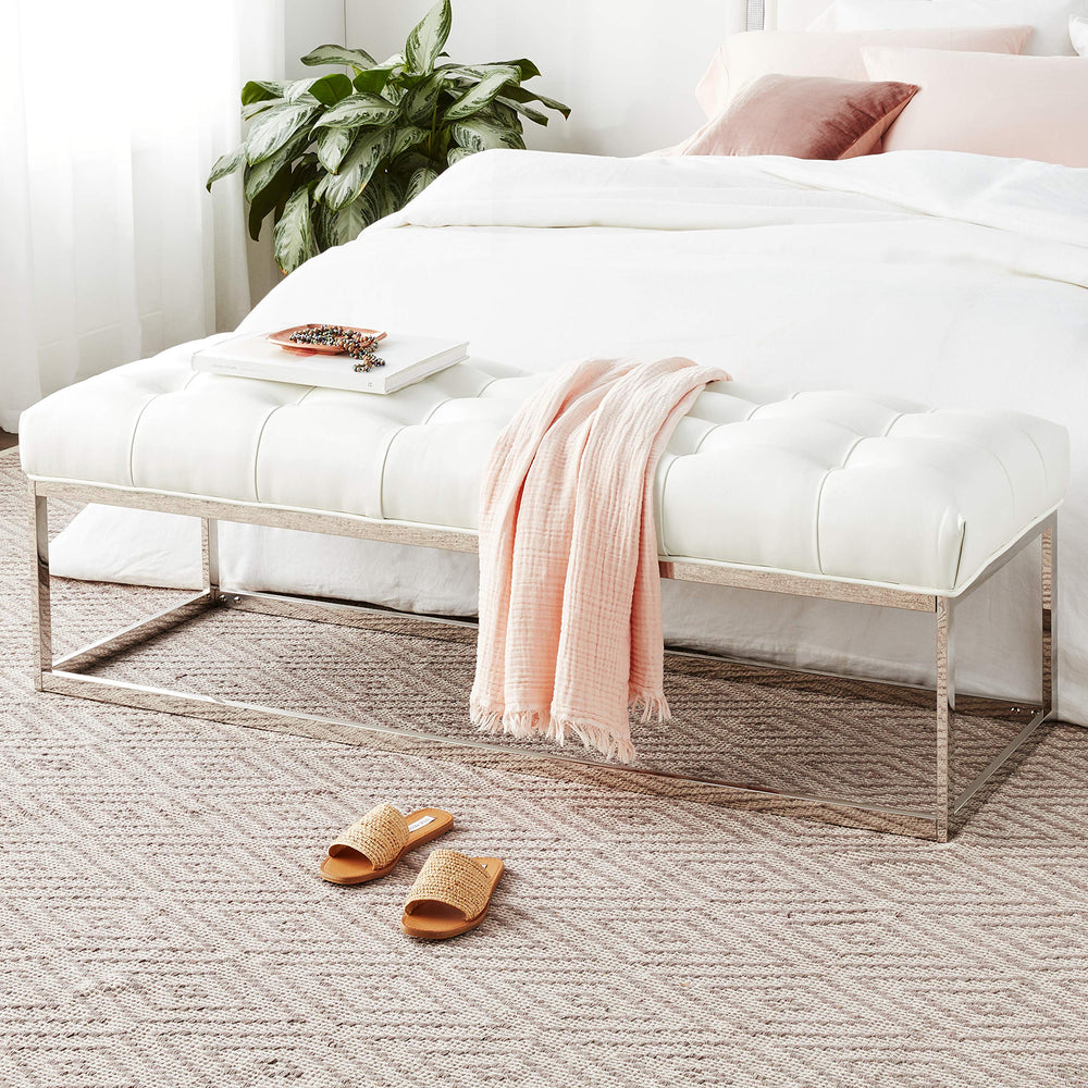 Stainless Steel Oversize Tufted Bench - From Where - 