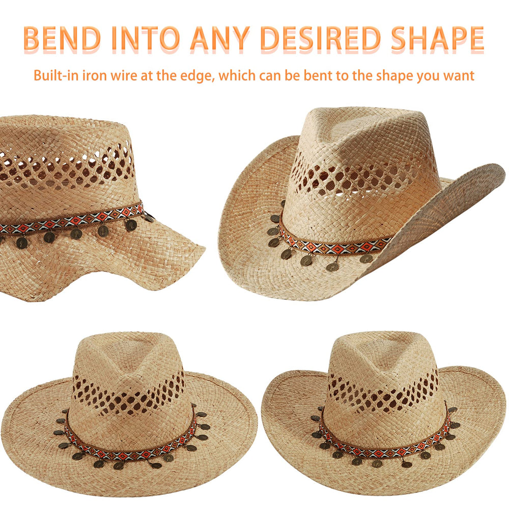 Straw Summer Beach Sun Hat - From Where - 