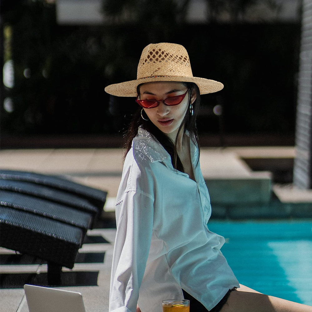 Straw Summer Beach Sun Hat - From Where - 