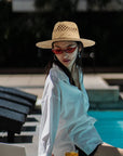 Straw Summer Beach Sun Hat - From Where - 