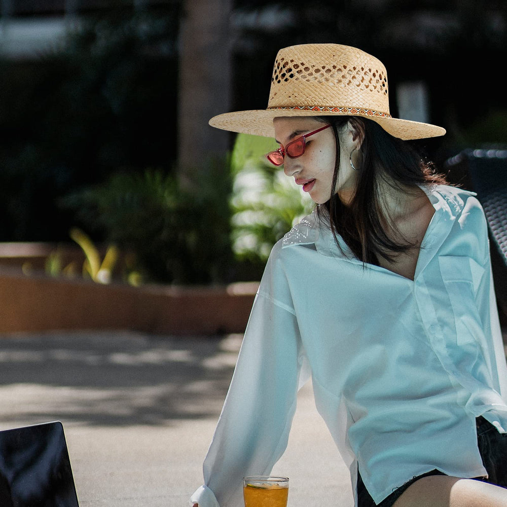 Straw Summer Beach Sun Hat - From Where - 