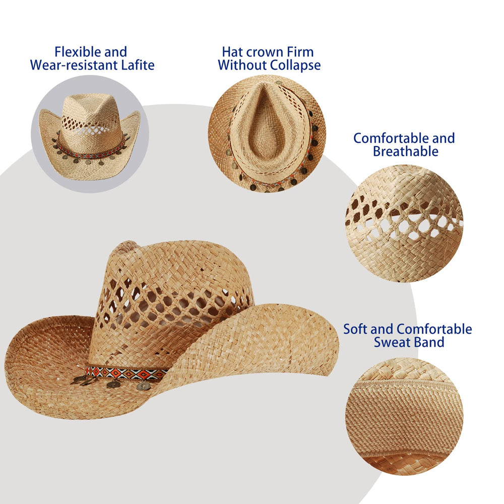 Straw Summer Beach Sun Hat - From Where - 
