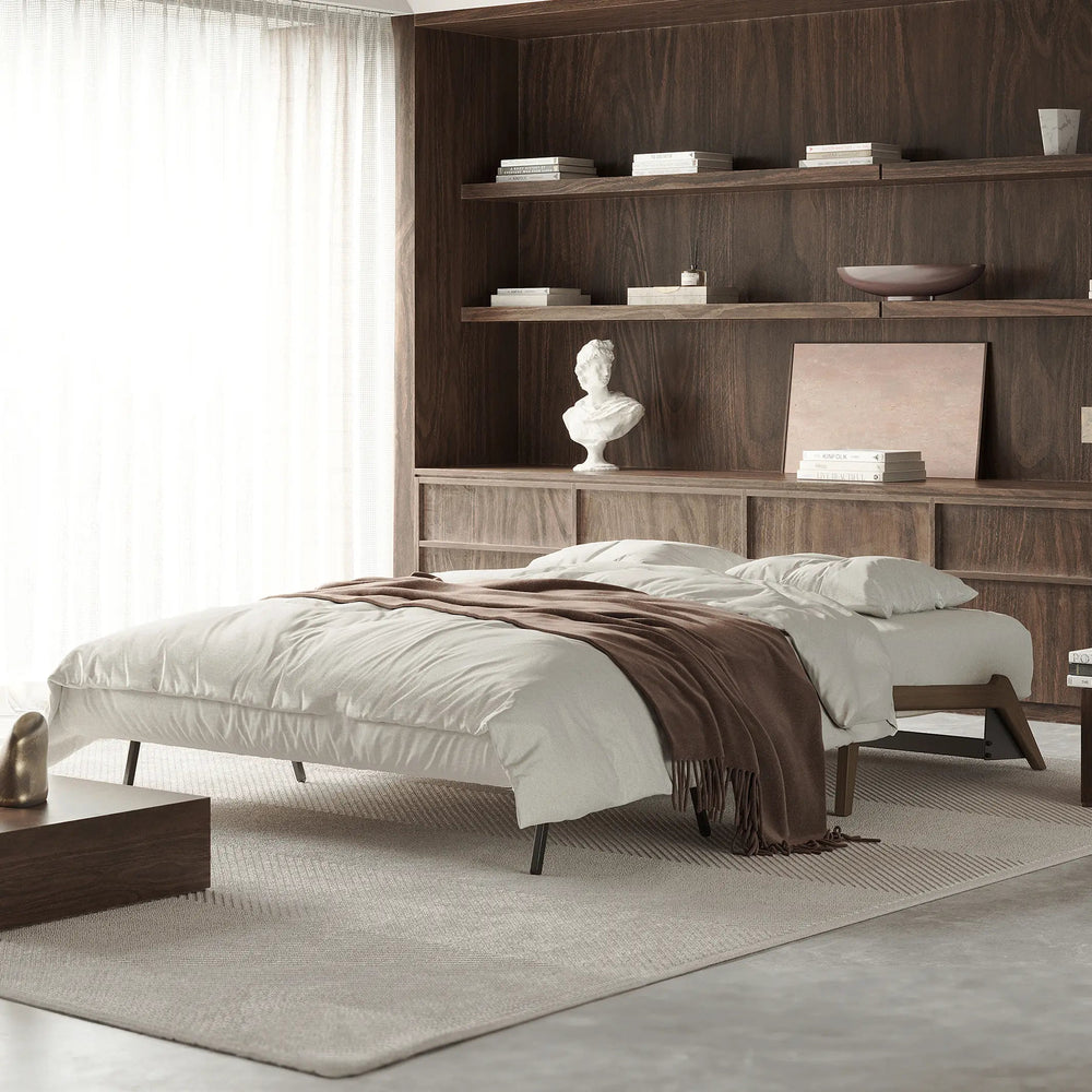 Stretch Sofa Bed with Wood Legs - From Where Finds - 