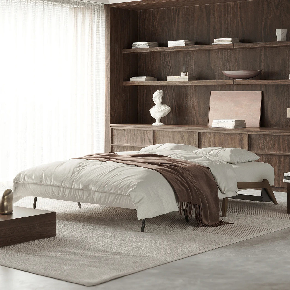 Stretch Sofa Bed with Wood Legs - From Where Finds - 