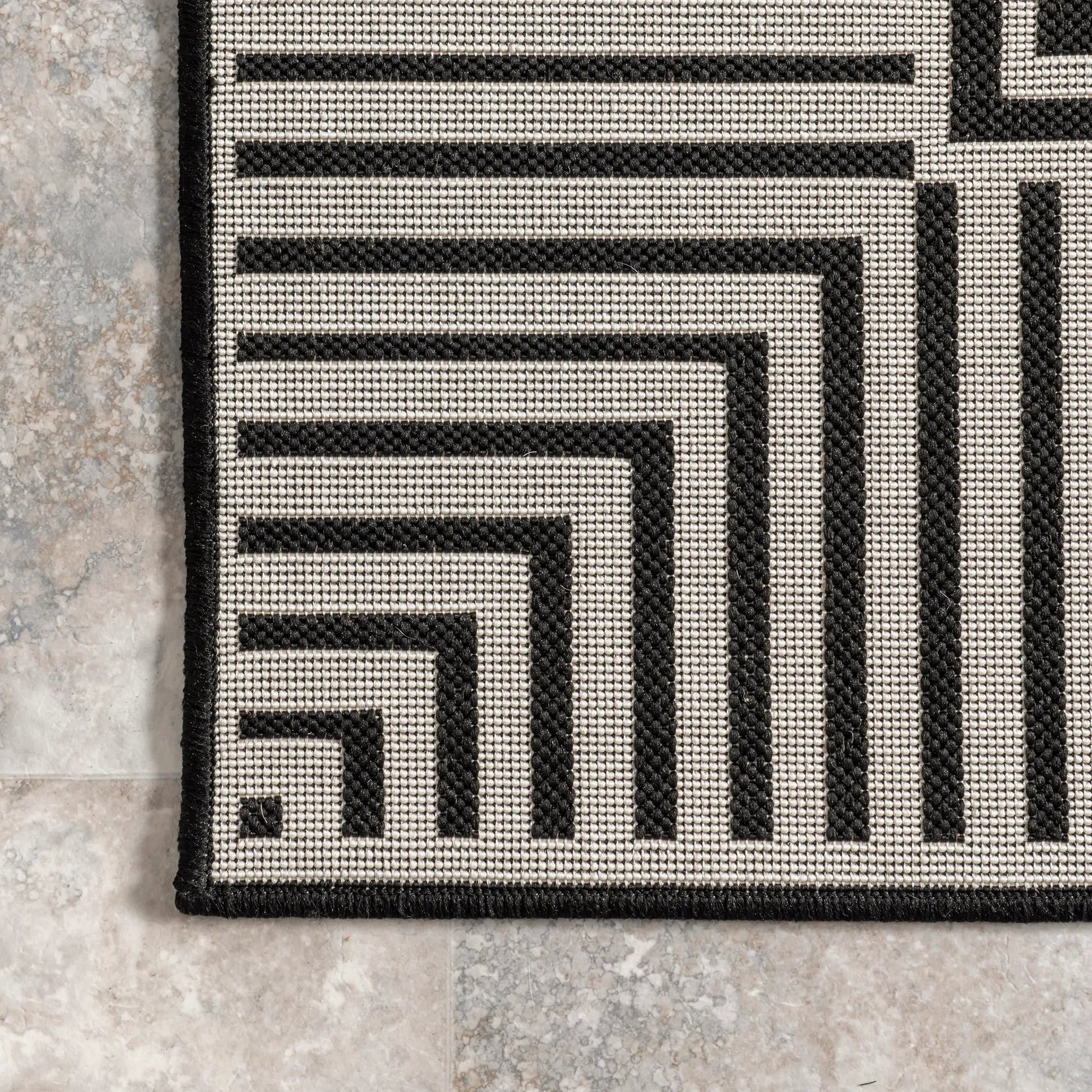 Striped Border Indoor/Outdoor Flatweave Rug - From Where Finds - 