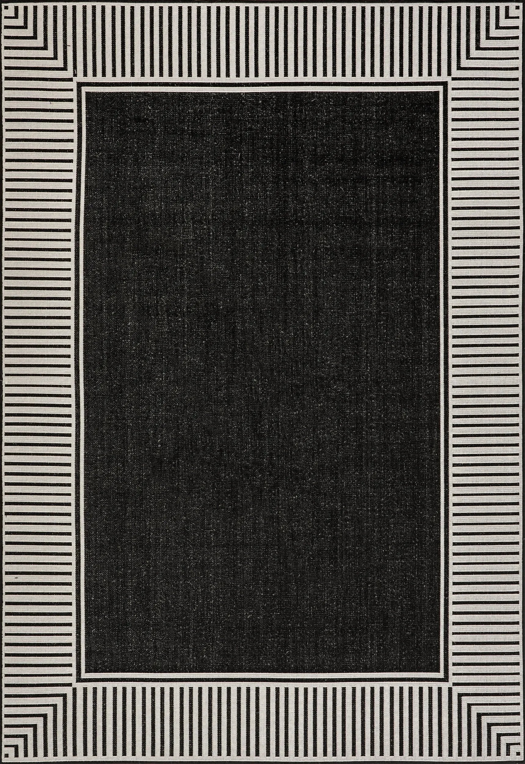 Striped Border Indoor/Outdoor Flatweave Rug - From Where Finds - 