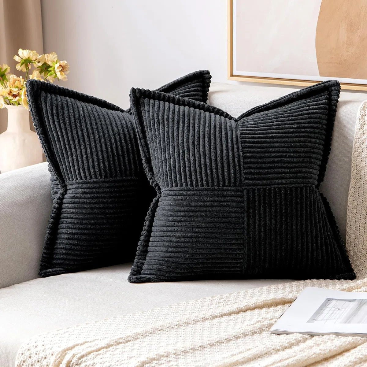 Striped Corduroy Pillow Covers (Set of 2) - From Where - 