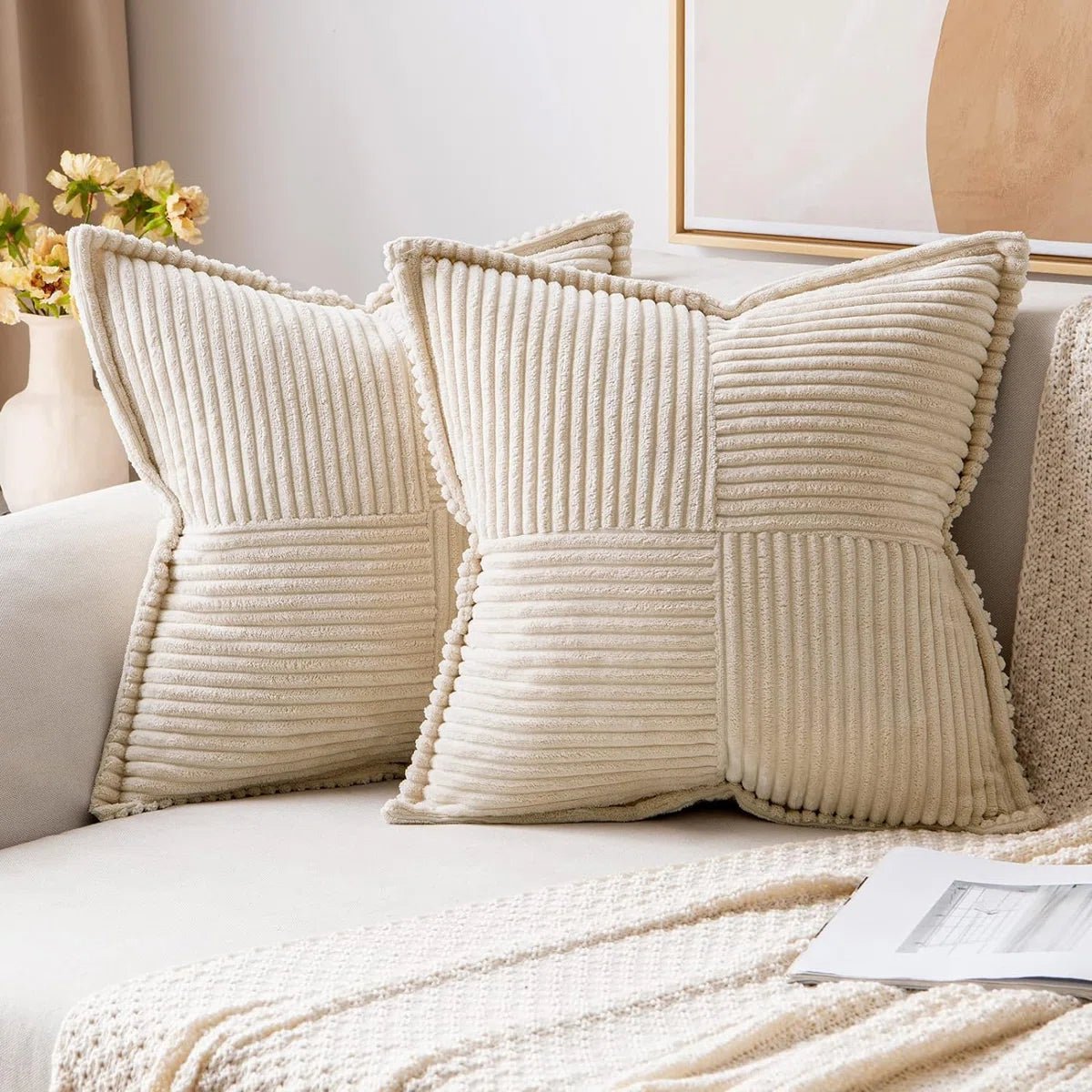 Striped Corduroy Pillow Covers (Set of 2) - From Where - 