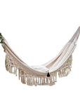 Stylish Canvas Hammock Tassels Double Person Outdoor Swing Bed - From Where - 