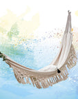 Stylish Canvas Hammock Tassels Double Person Outdoor Swing Bed - From Where - 