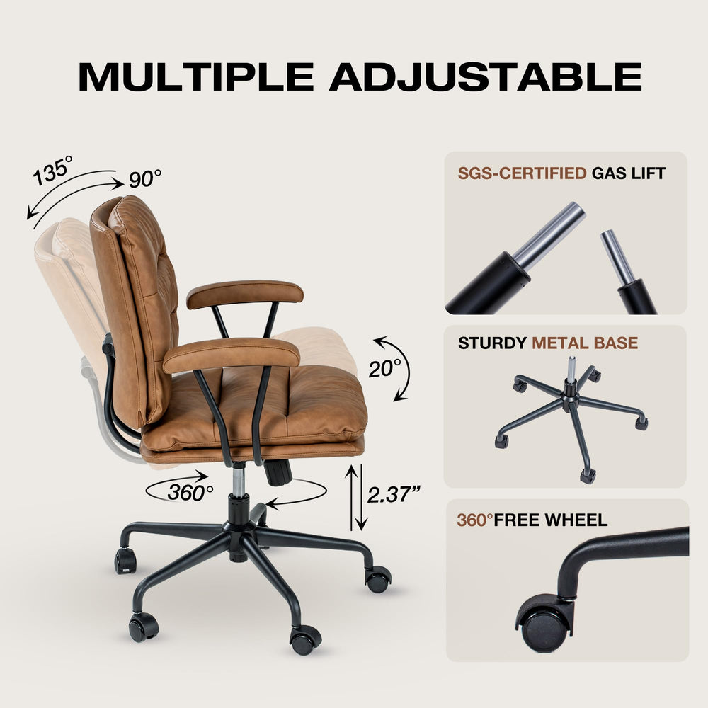 SUGOLD Brown Office Desk Chair - From Where - 