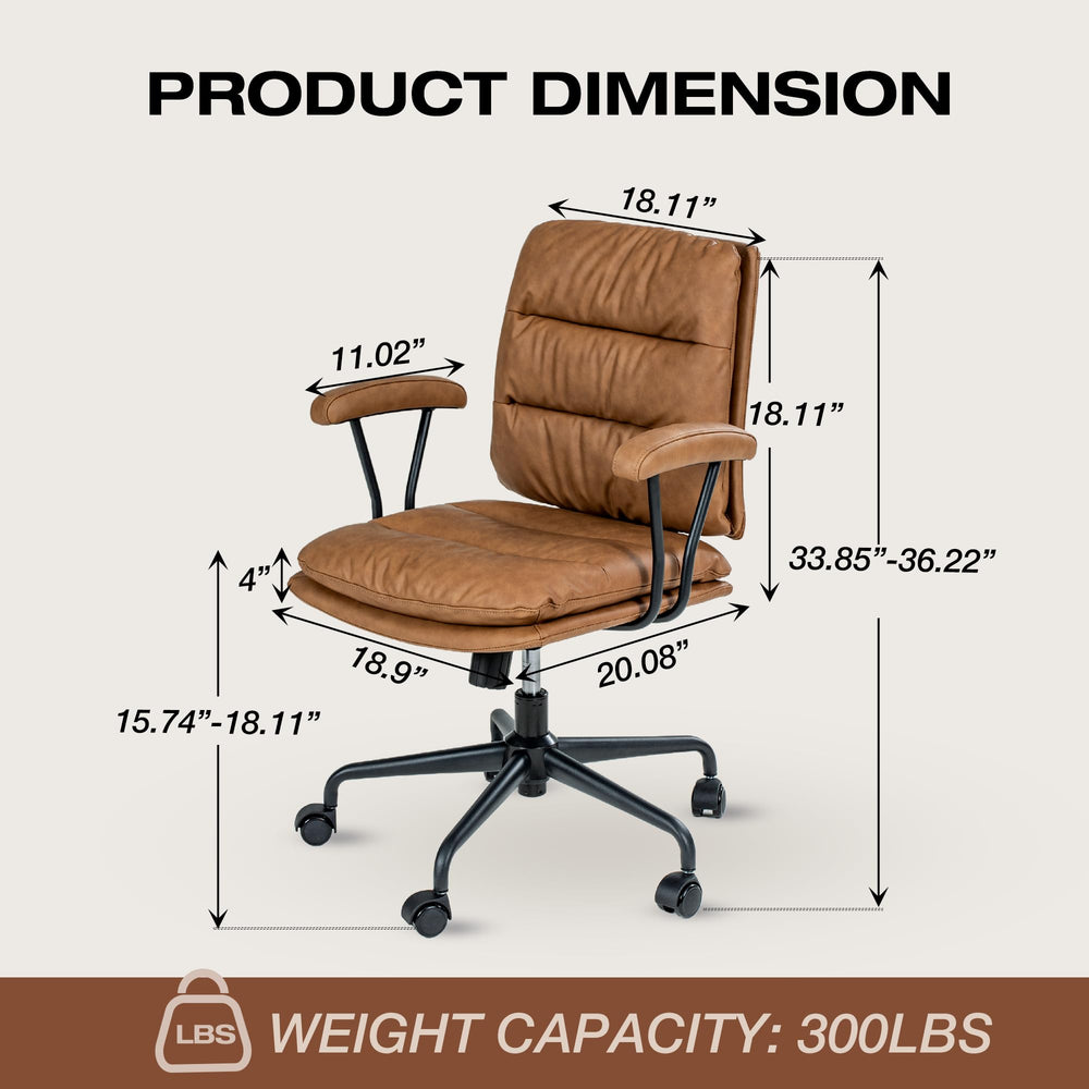 SUGOLD Brown Office Desk Chair - From Where - 