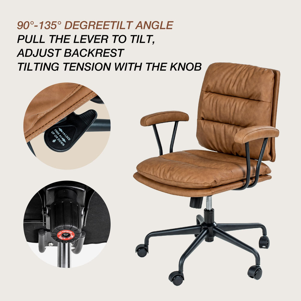 SUGOLD Brown Office Desk Chair - From Where - 