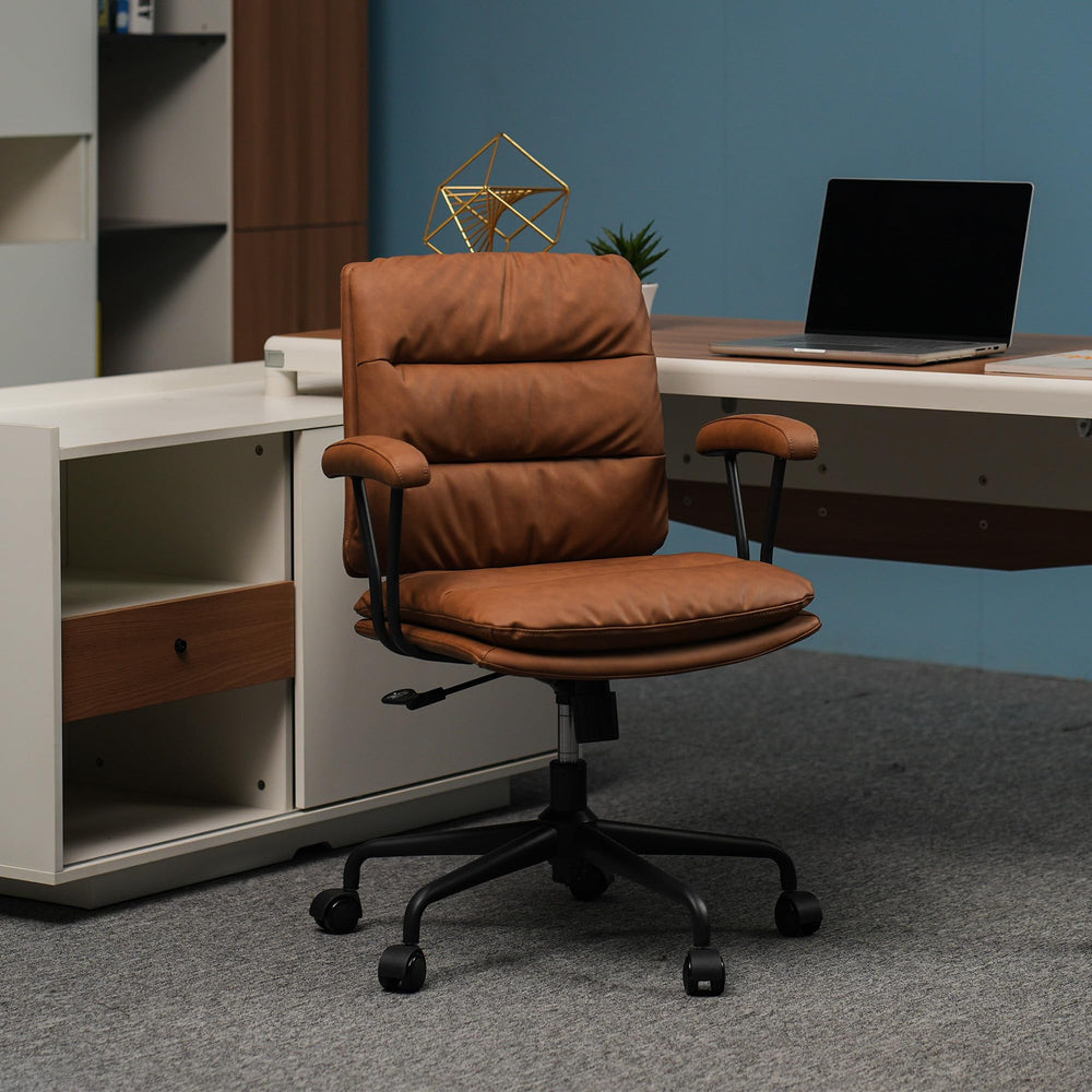 SUGOLD Brown Office Desk Chair - From Where - 