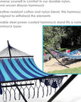 Sunnydaze Hand - Woven Cotton and Nylon American - Style Mayan Hammock with 15 - Foot Steel Stand - 400 - Pound Capacity - Natural - From Where - 