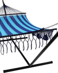 Sunnydaze Hand - Woven Cotton and Nylon American - Style Mayan Hammock with 15 - Foot Steel Stand - 400 - Pound Capacity - Natural - From Where - 