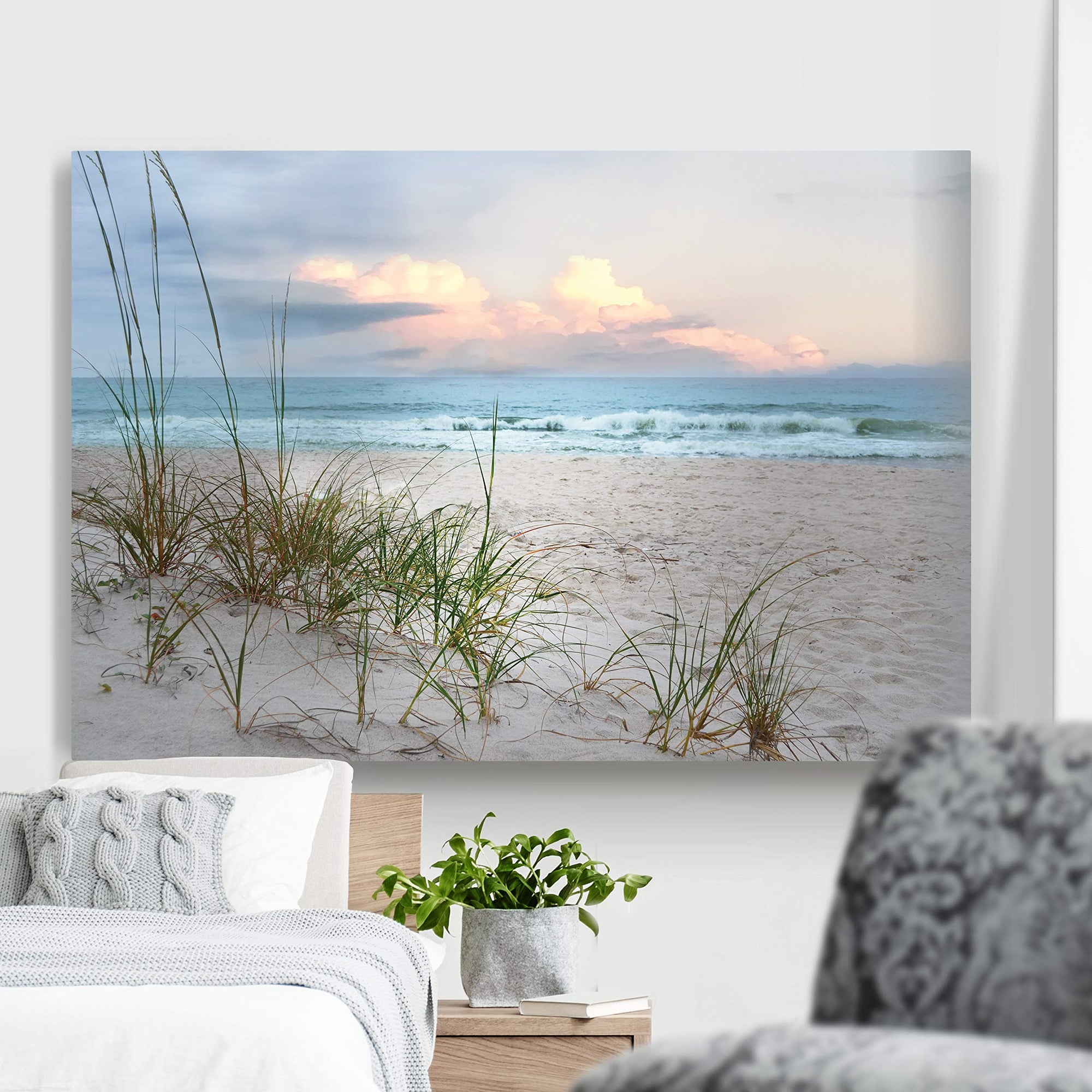 Sunset View at Calm Sandy Beach Canvas - From Where - 