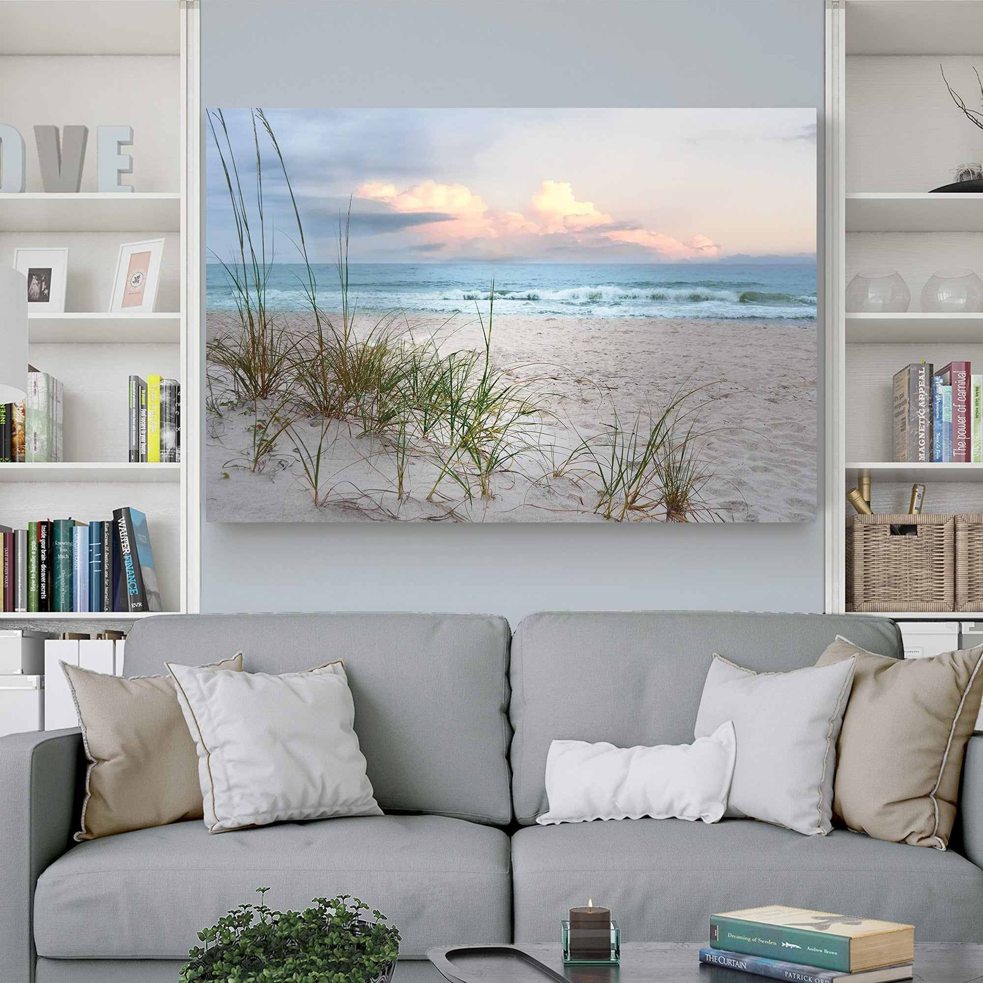 Sunset View at Calm Sandy Beach Canvas - From Where - 