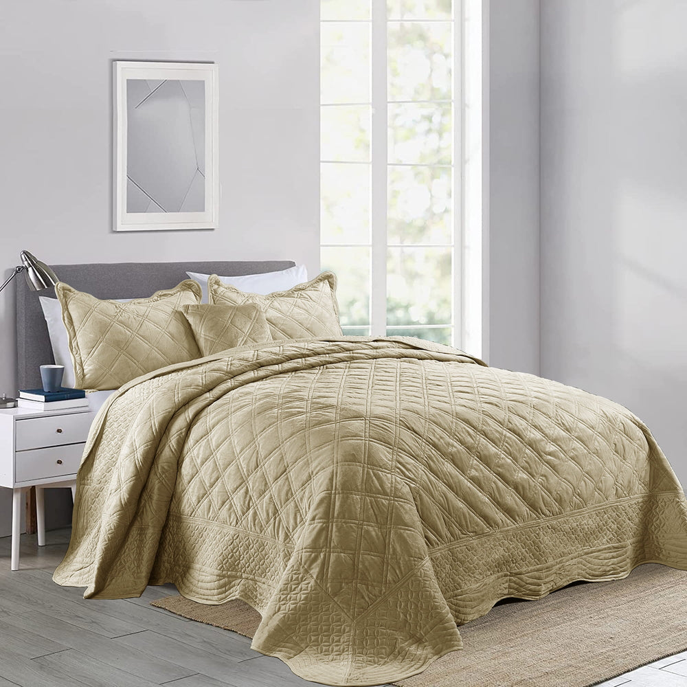 Supersoft Bedspread Set in Taupe - From Where -