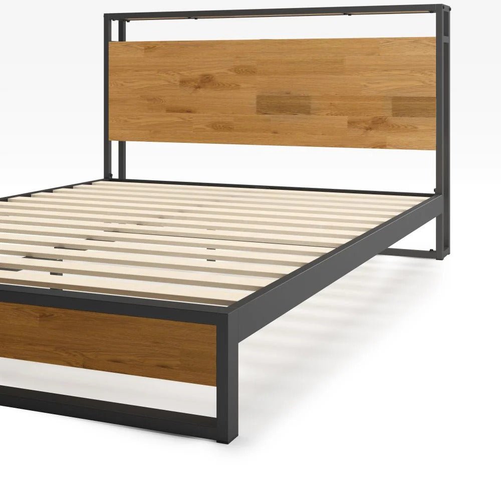 Suzanne Metal and Bamboo Platform Bed Frame with USB Port - From Where Finds - 
