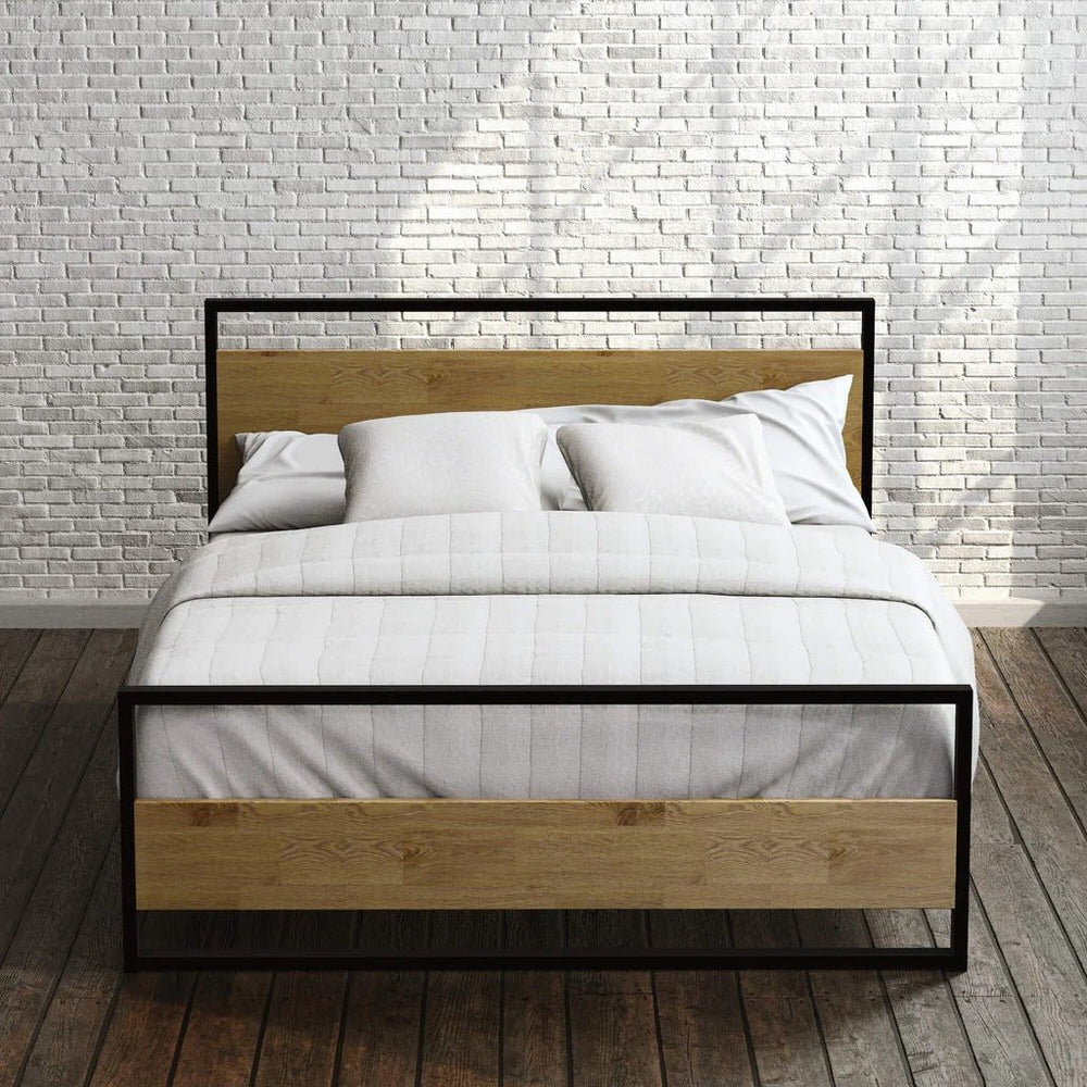 Suzanne Metal and Bamboo Platform Bed Frame with USB Port - From Where Finds - 