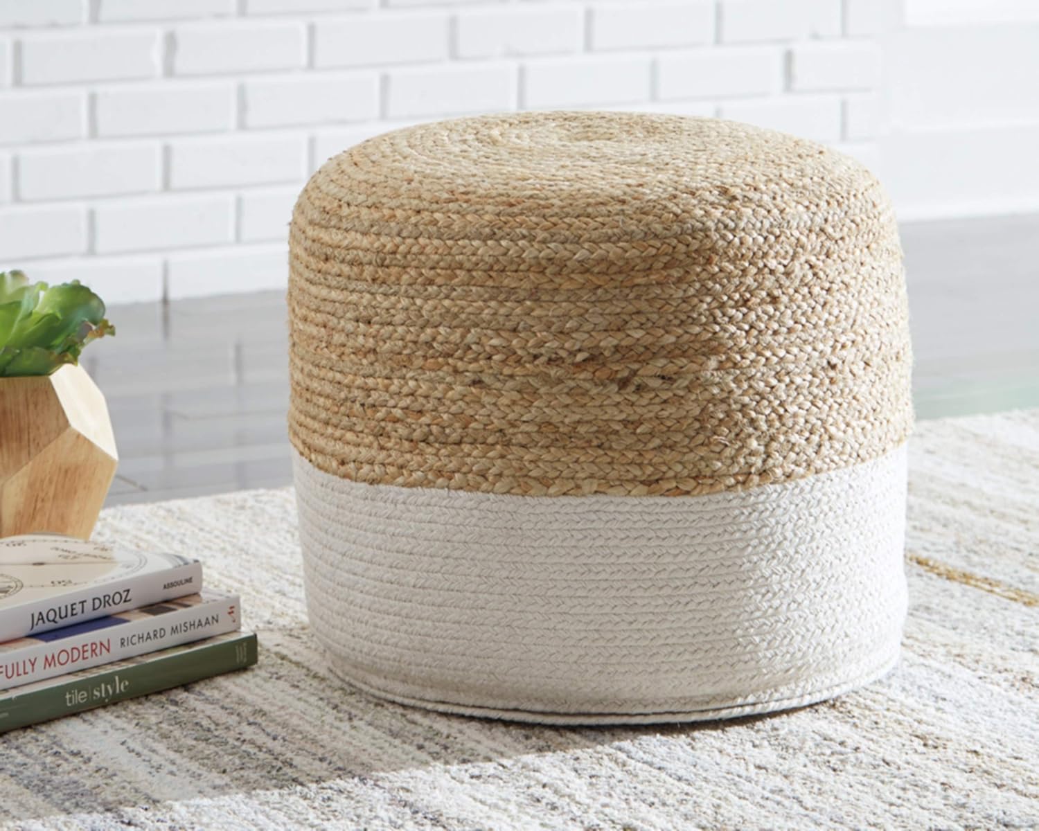 Sweed Valley Jute & Cotton Pouf - From Where - 
