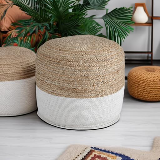 Sweed Valley Jute & Cotton Pouf - From Where - 
