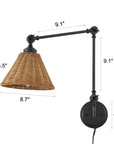 Swing Arm Wall Sconce with Rattan Shades (Set of 2) - From Where - 