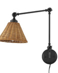 Swing Arm Wall Sconce with Rattan Shades (Set of 2) - From Where - 