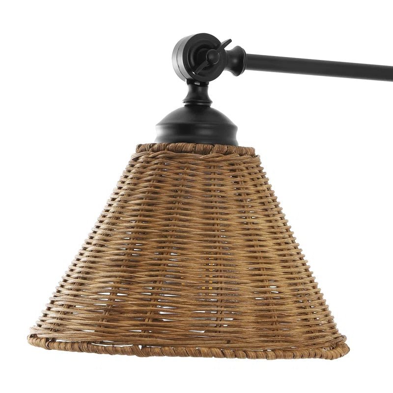Swing Arm Wall Sconce with Rattan Shades (Set of 2) - From Where - 
