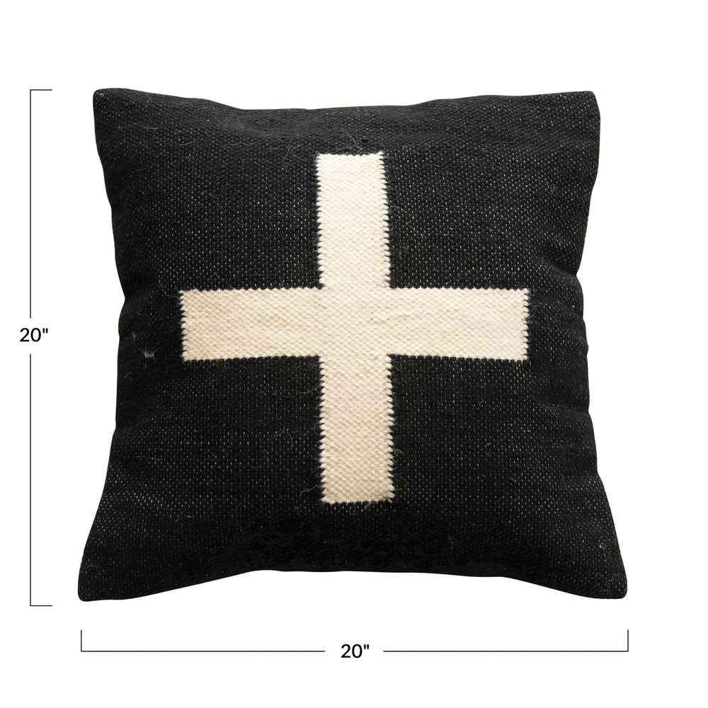 Swiss Cross Wool Blend Pillow - From Where - 