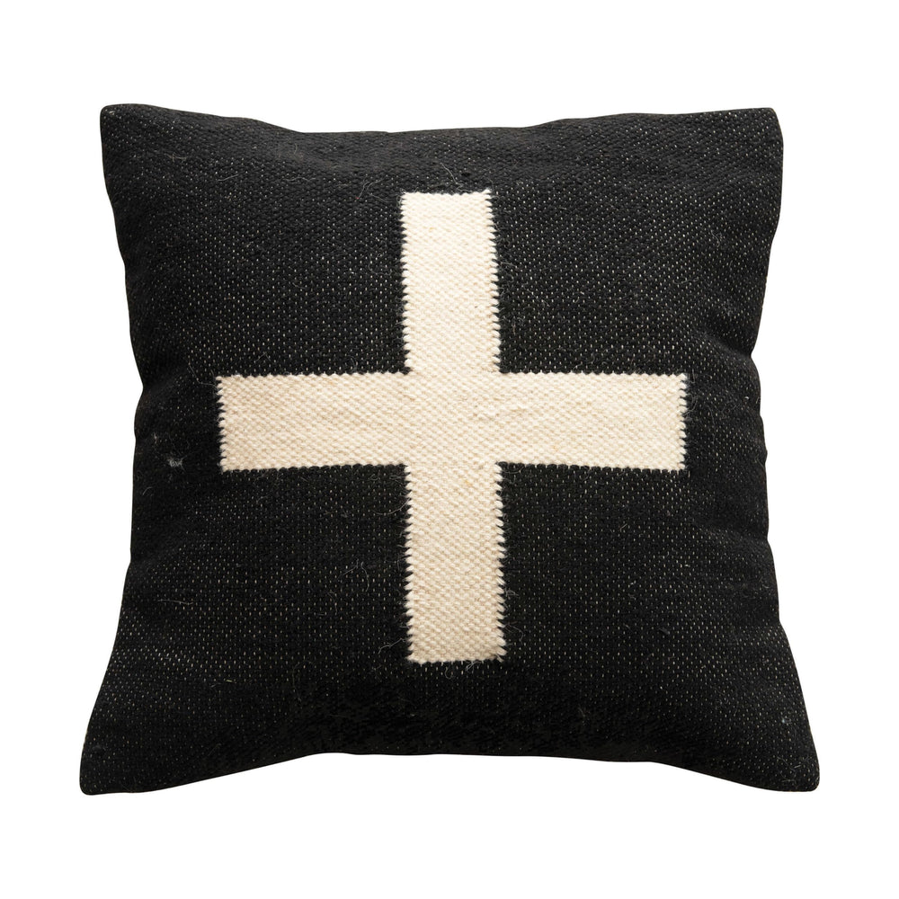 Swiss Cross Wool Blend Pillow - From Where - 