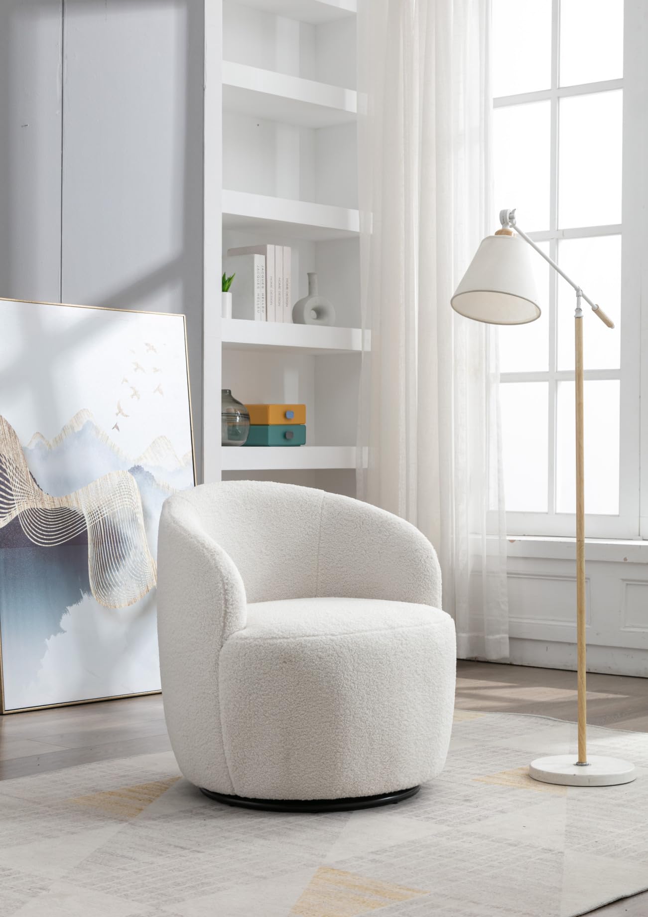 Swivel Barrel Chair with Metal Base - From Where - 