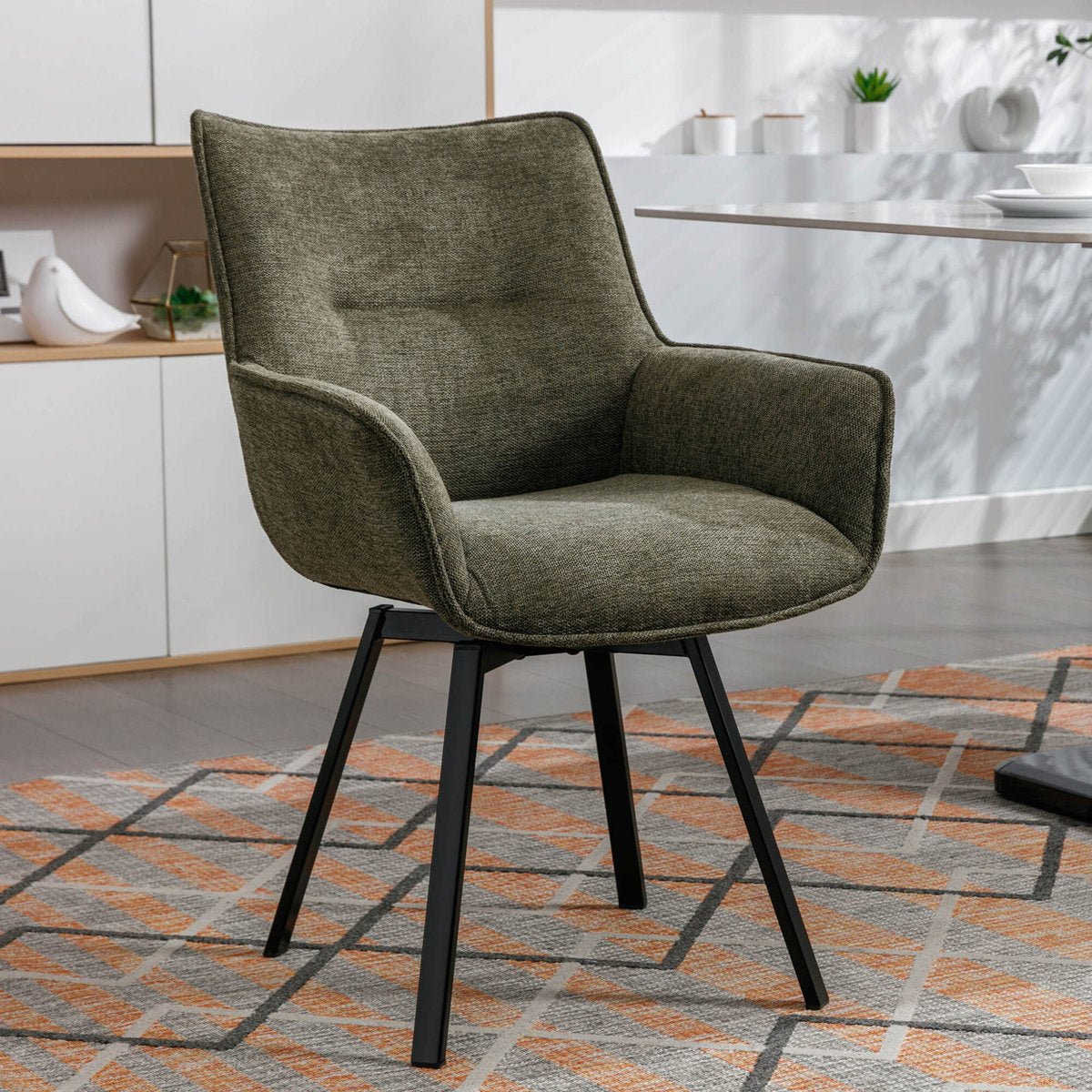 Swivel Fabric Dining Chair with Steel Legs - From Where - 