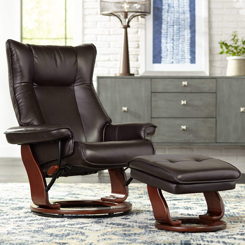 Swivel Faux Recliner Chair with Ottoman - From Where - 