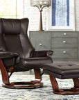 Swivel Faux Recliner Chair with Ottoman - From Where - 