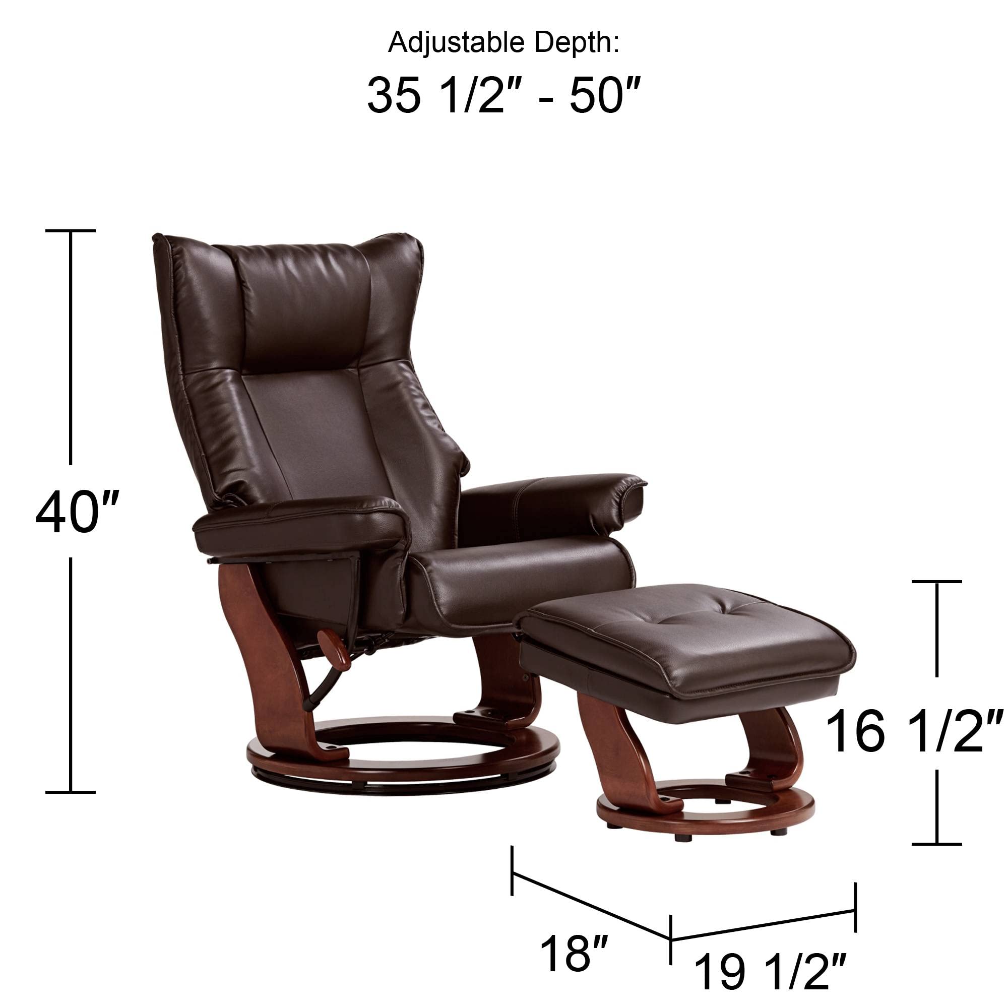 Swivel Faux Recliner Chair with Ottoman - From Where - 