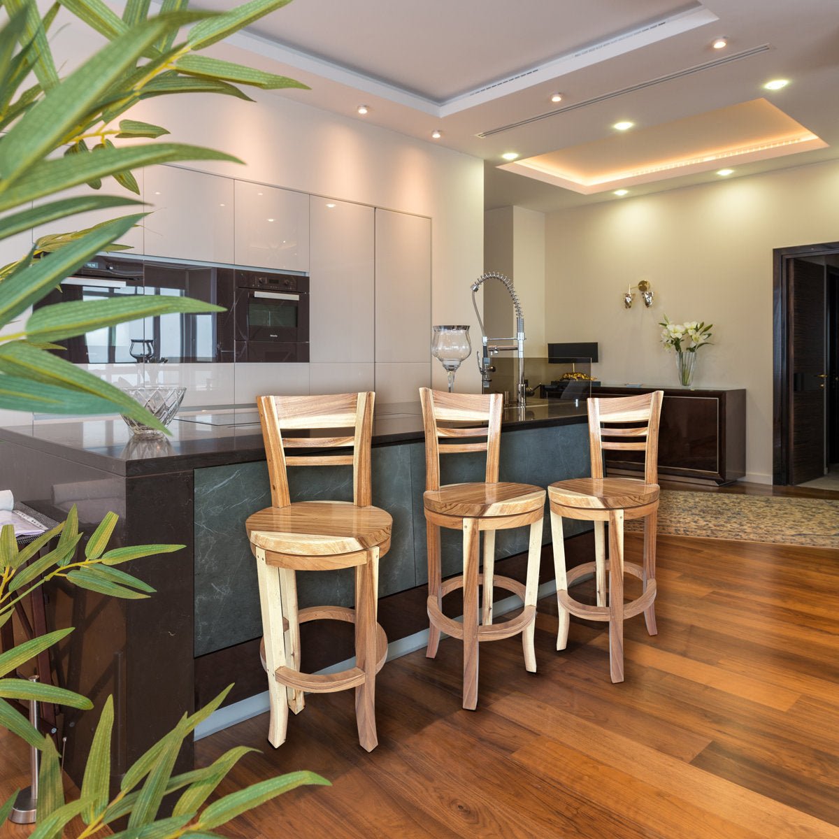 Swivel Solid Wood Bar Stool - From Where - 