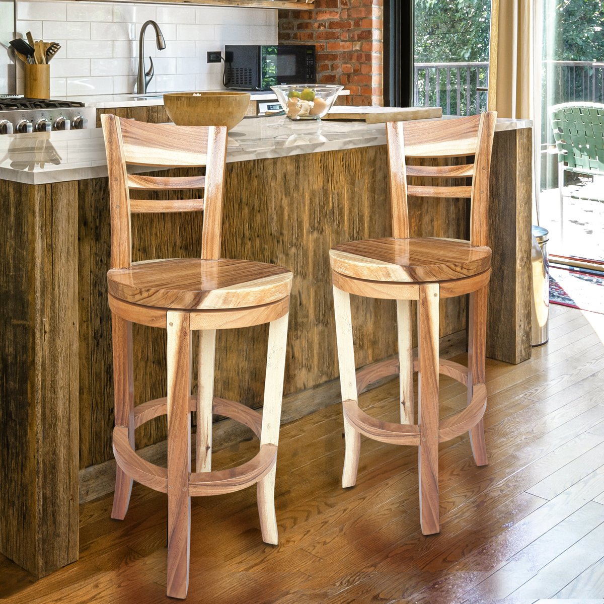 Swivel Solid Wood Bar Stool - From Where - 