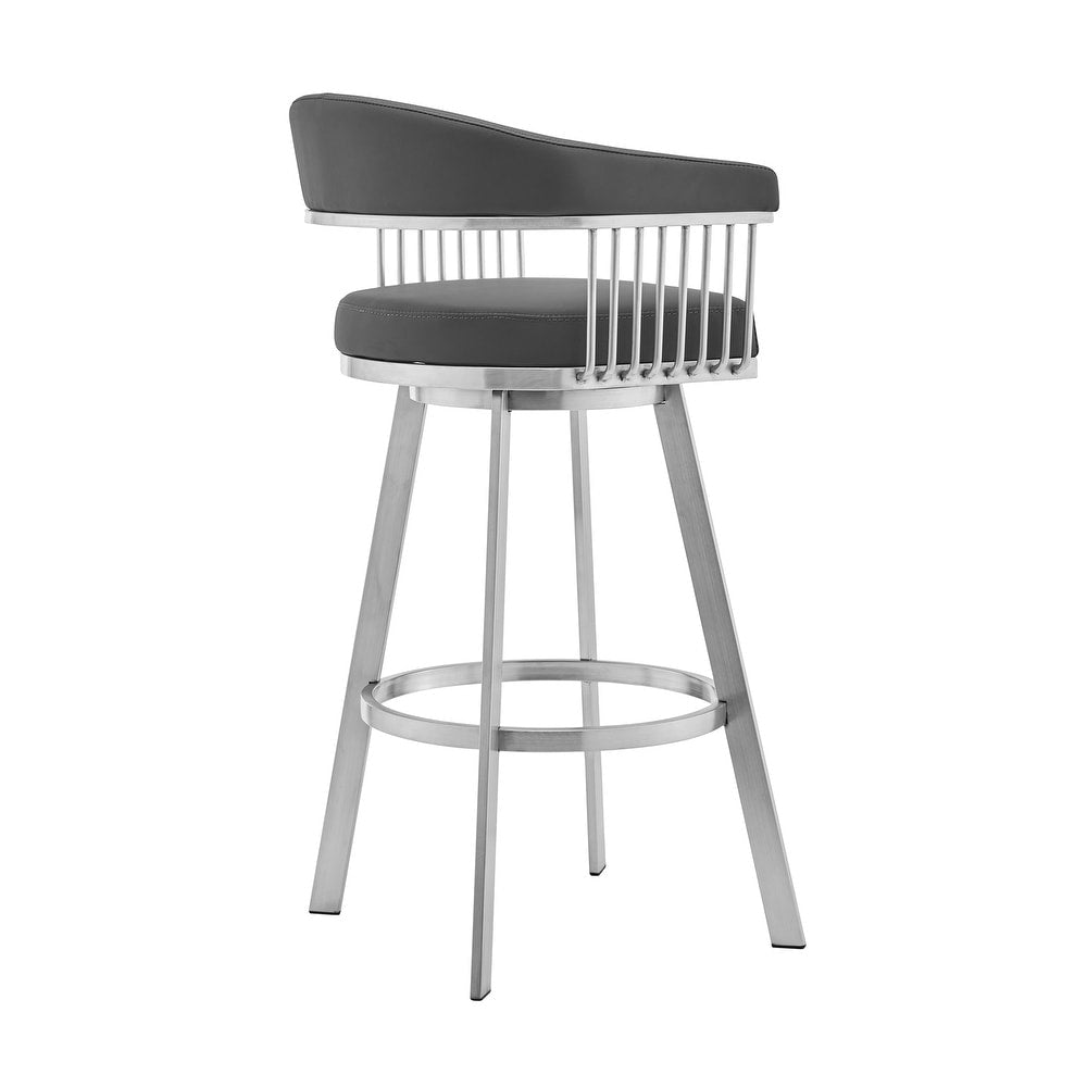 Swivel Upholstered Counter Stool with Metal Base - From Where - 