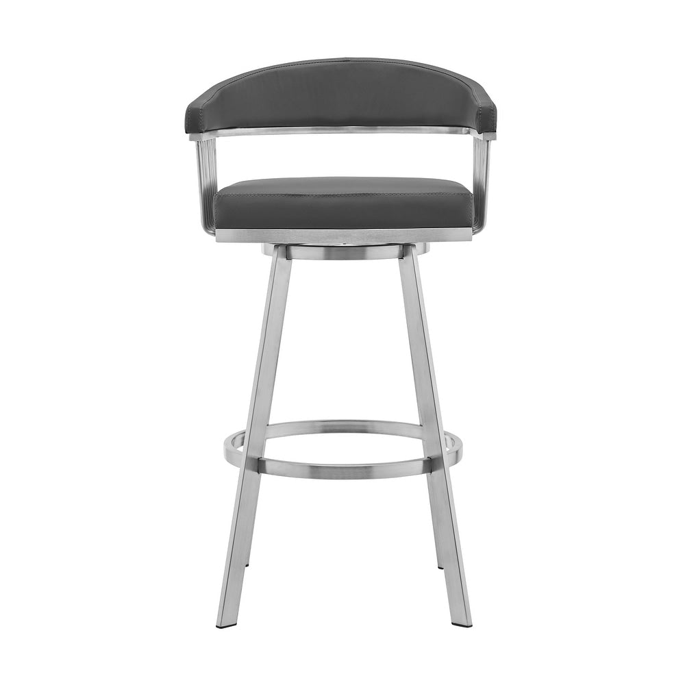 Swivel Upholstered Counter Stool with Metal Base - From Where - 