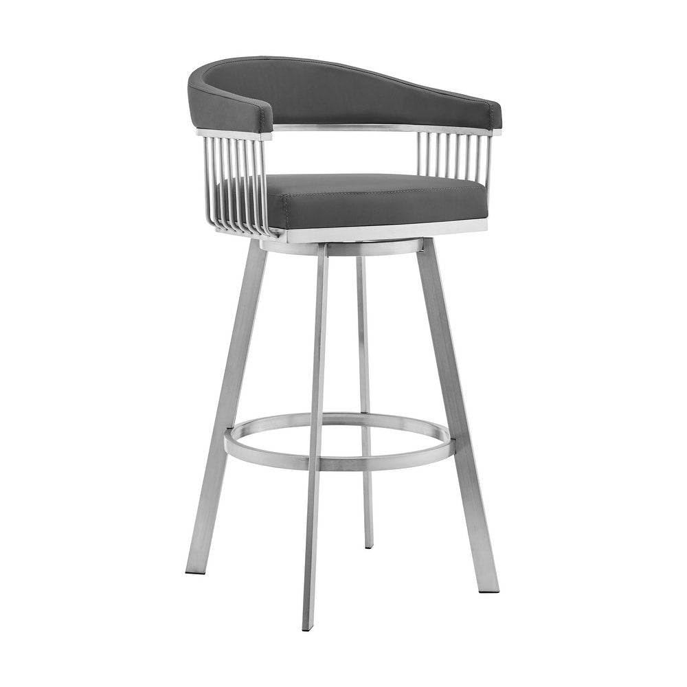 Swivel Upholstered Counter Stool with Metal Base - From Where - 