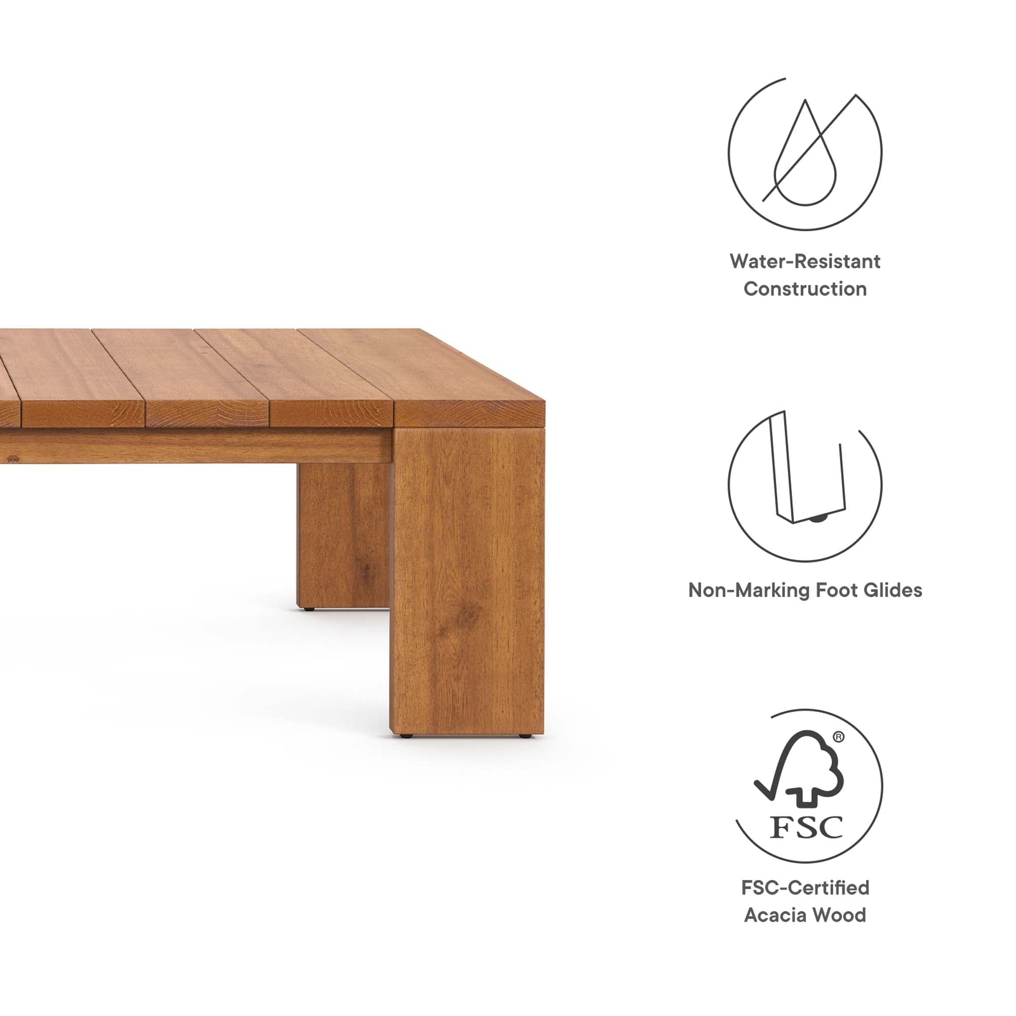 Tahoe Outdoor Patio Acacia Wood Coffee Table - From Where Finds - 