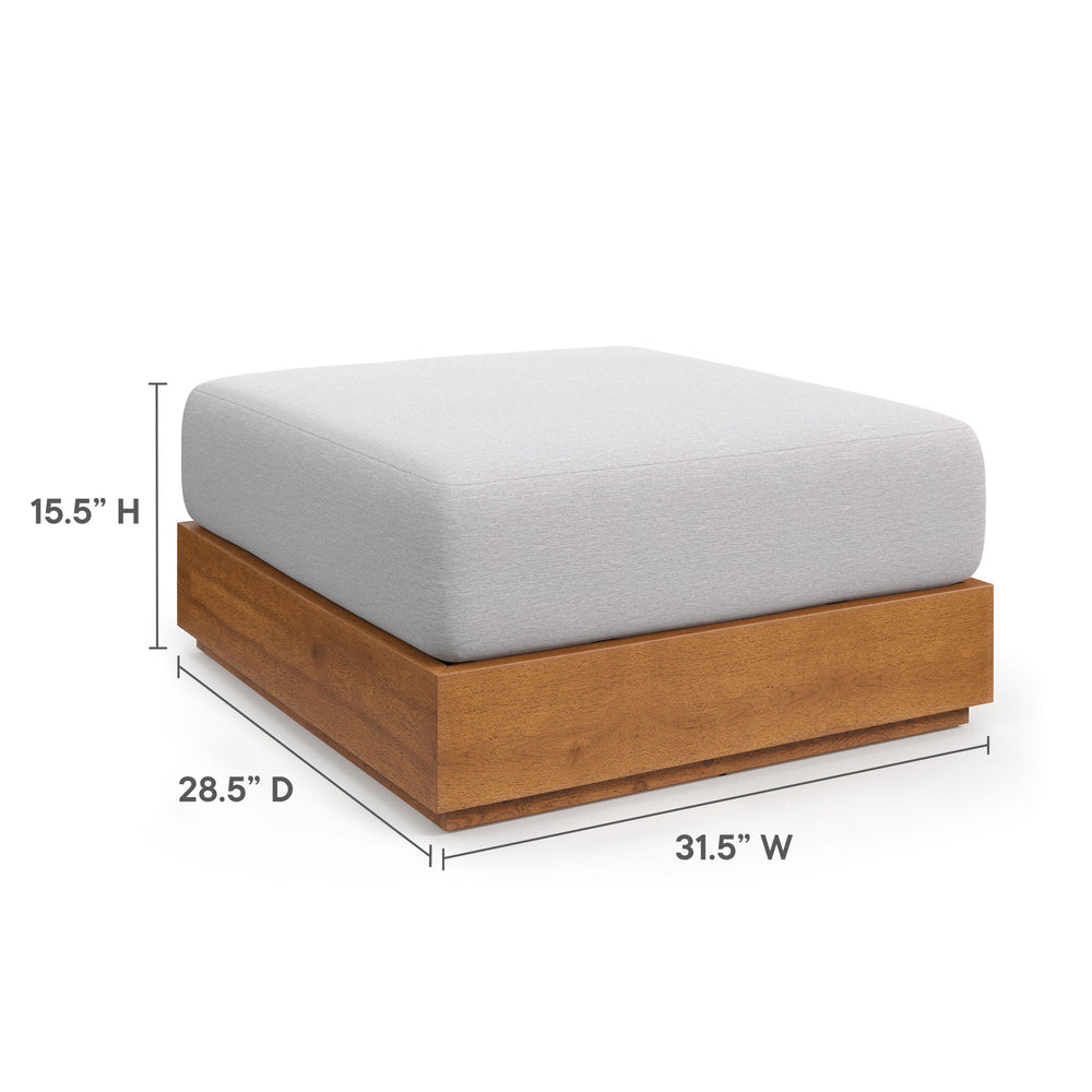 Tahoe Outdoor Patio Acacia Wood Ottoman - From Where Finds - 