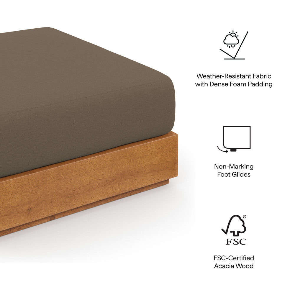 Tahoe Outdoor Patio Acacia Wood Ottoman - From Where Finds - 