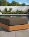 Tahoe Outdoor Patio Acacia Wood Ottoman - From Where Finds - 