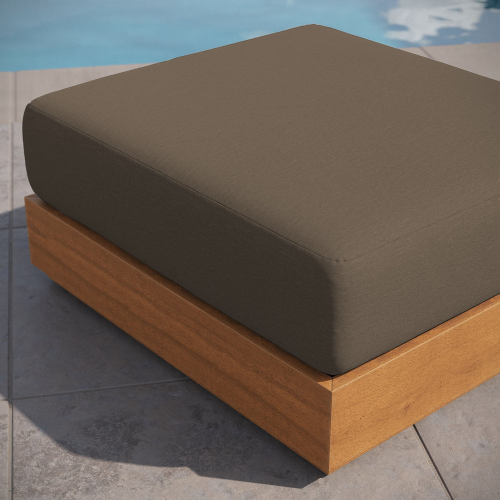 Tahoe Outdoor Patio Acacia Wood Ottoman - From Where Finds - 